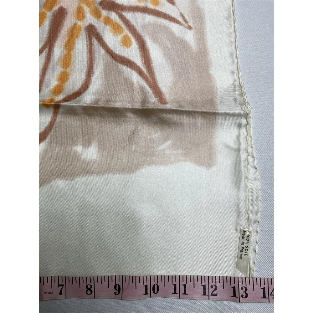 Vtg 100% Silk Scarf Made In France Abstract Floral Hand Rolled